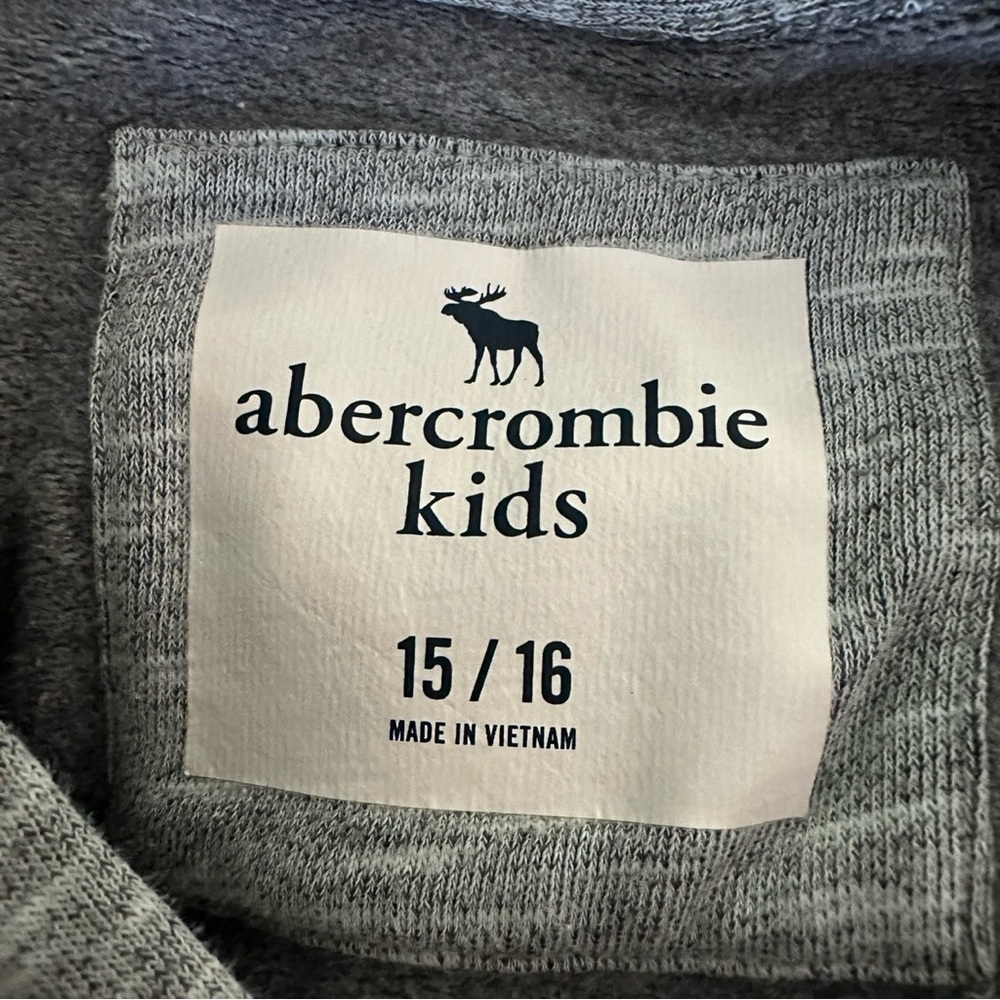 Abercrombie Heather Grey Graphic Logo Hoodie | Kids Size 15/16 (fits Adult XS) - Picture 5 of 7